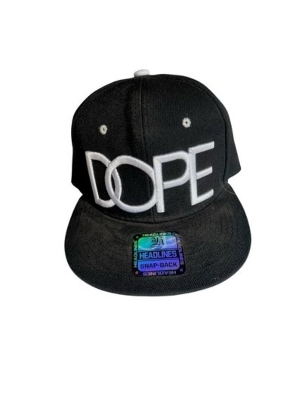 DOPE Men’s Baseball Cap Hat Snapback Black w/White Embroidered Letters Cotton